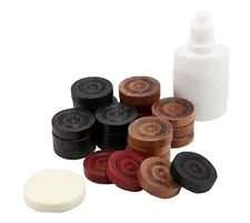 Carrom Coins Wooden 24 Carrom Goti with 1 Striker & Powder Set for kids & Adult