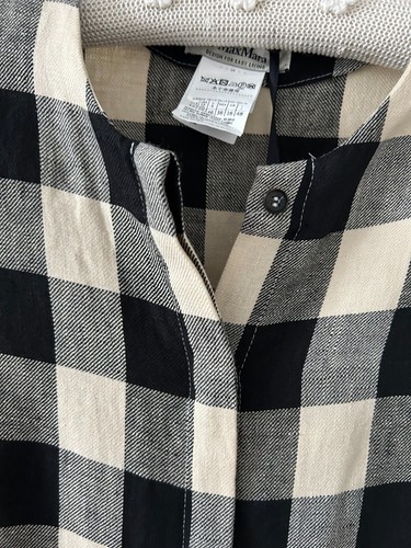 'S Max Mara Black/Cream Check Linen Summer Coat - Size 16 - Picture 10 of 12