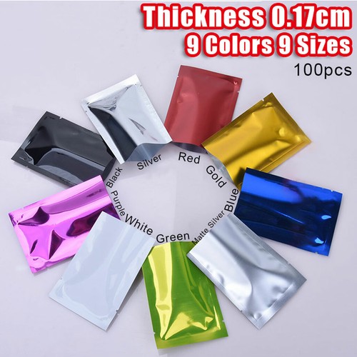 100x Mylar Open Top Aluminum Foil Bag Heat Seal Vacuum Food Grade Pouch 9 Sizes - Afbeelding 1 van 18