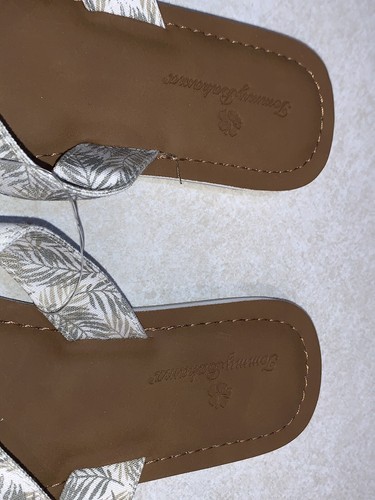 Tommy Bahama Canvas Palm Flip Flops Cushioned Sandals Womens Size 9 NWT - Picture 3 of 6