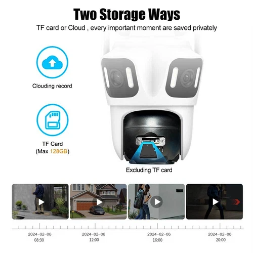 Wireless WiFi Bluetooth Security Camera Outdoor 1080P 3 Lens PTZ CCTV Home House - Picture 13 of 17
