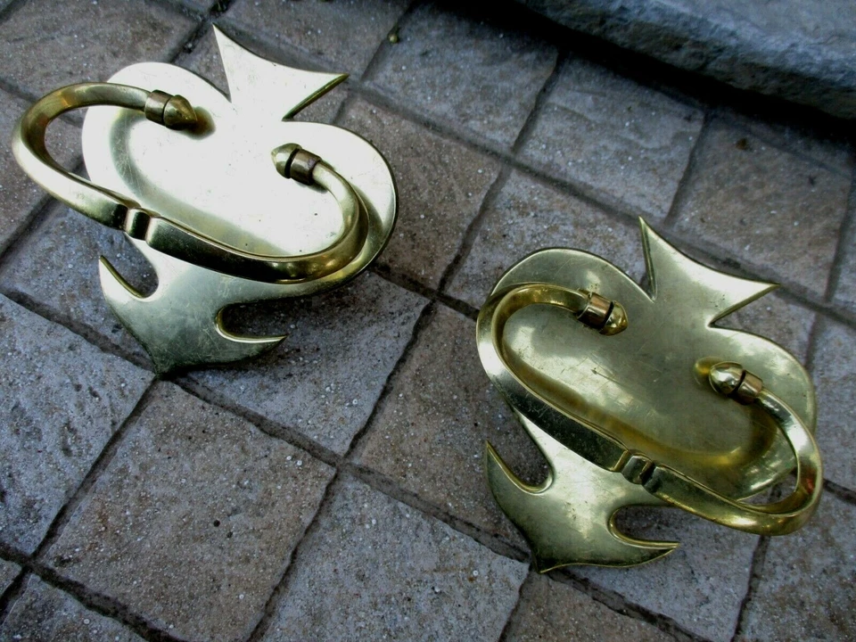 Par de manijas y cubiertas de latón vintage sin usar (antiguo stock) para baúl cofre de madera  Foto 4 de 4