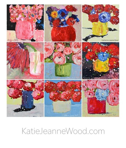 Flower Painting Original Floral Roses Poppies Yellow Canvas Art Miz Katie - Picture 12 of 20