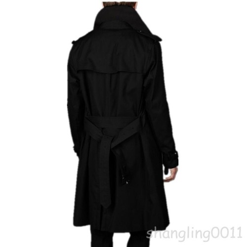 Mens Single Breasted SliM Fit Long Trench Coat Formal Business Parkas S4 M-9XL - Imagen 5 de 26