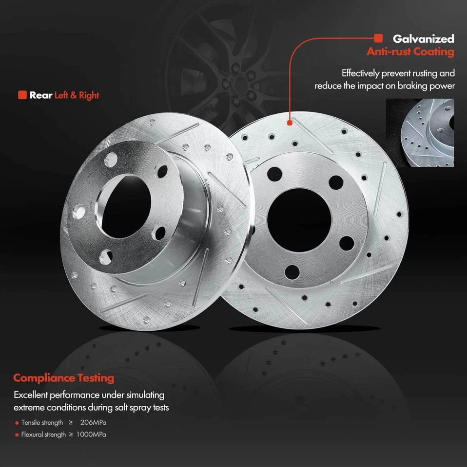 Rotores de freno traseros perforados y pastillas de freno para Audi A6 1998-2003 Volkswagen Passat Foto 4 de 4