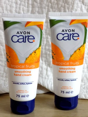 AVON 2 x TROPICAL FRUITS HAND CREAMS ~ ' MANGO, PINEAPPLE & PAPAYA ' ~ 75ml each