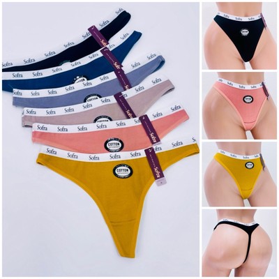 Lot 6 Cotton Thong Underwear Women Soft Sexy Lingerie Panties Thongs Classic 232
