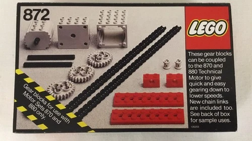 Lego Technic 872 Gear Blocks Supplementary Set, COMPLETE IN BOX, VTG 1978