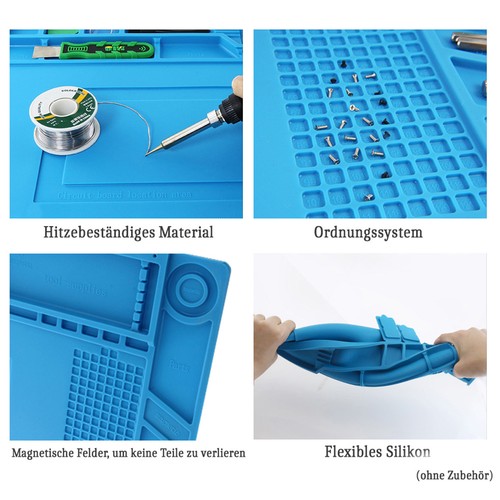 Minadax hitzebeständig bis zu 500°C ESD Lötmatte mit Magnetfeldern 30 x 45 cm - Afbeelding 2 van 7