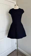 NWT ANTONIO BERARDI NAVY BLUE THICK COTTON CAP SLEEVE DRESS SIZE IT 40 US 4