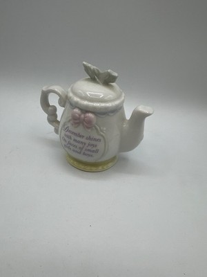 Precious Moments Teapot December Shines Small Girls Boys Ceramic Figurine used