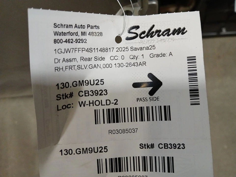 2025 吉姆西 Savana 2500 乘客右后门 3085037 — 第 2/4 张图片