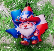 Texas Gnome Christmas Ornament