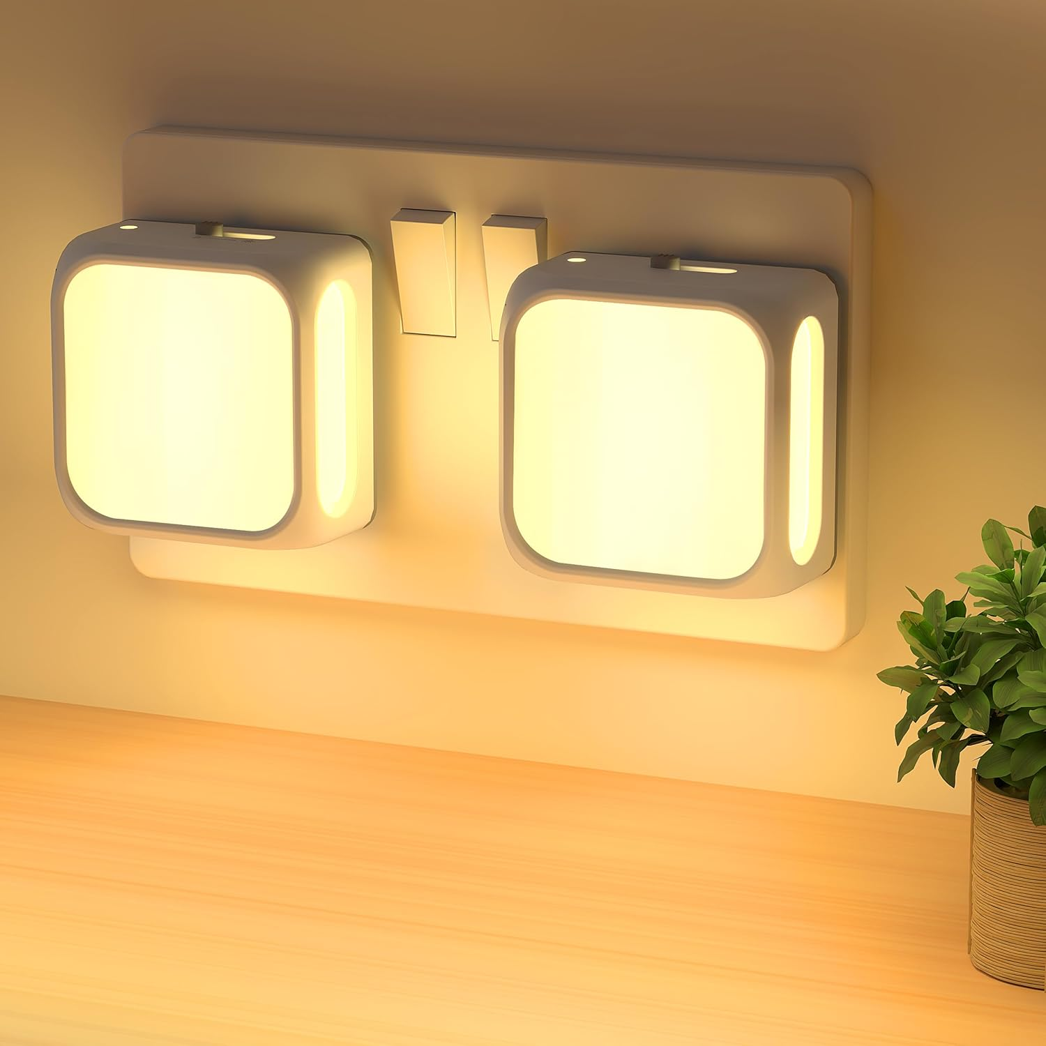 Night Light Plug in Wall, with Dusk to Dawn Photocell Sensor, 3000K Warm White