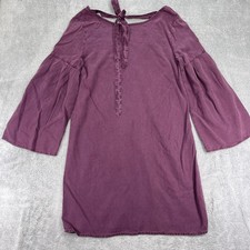 Cloth & Stone Anthropologie Shift Dress Womens XS Plum Round Neck Bell Sleeve