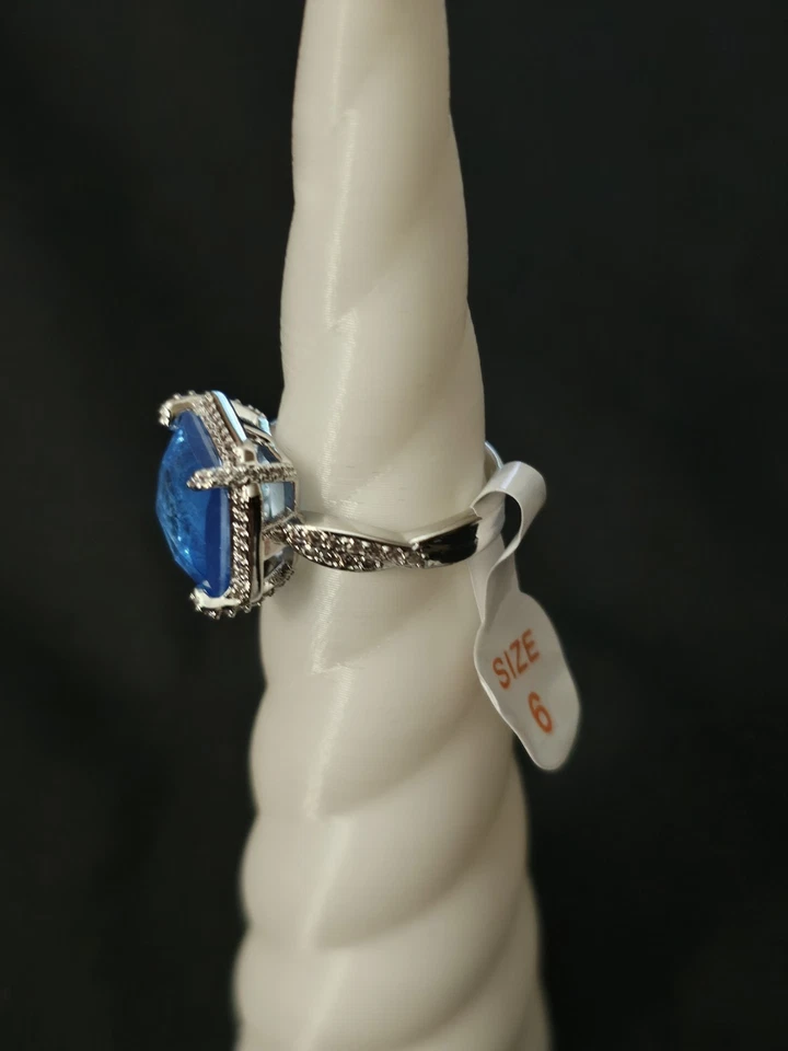 Ring Bomb Party OG Ring RG94052 "Sparkle In The Sun" Rhodium/Ocean Blue Quartz - Image 4 of 4