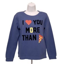 Joe Boxer girls sweatshirt XL purple pizza graphic fleece crew neck sweater