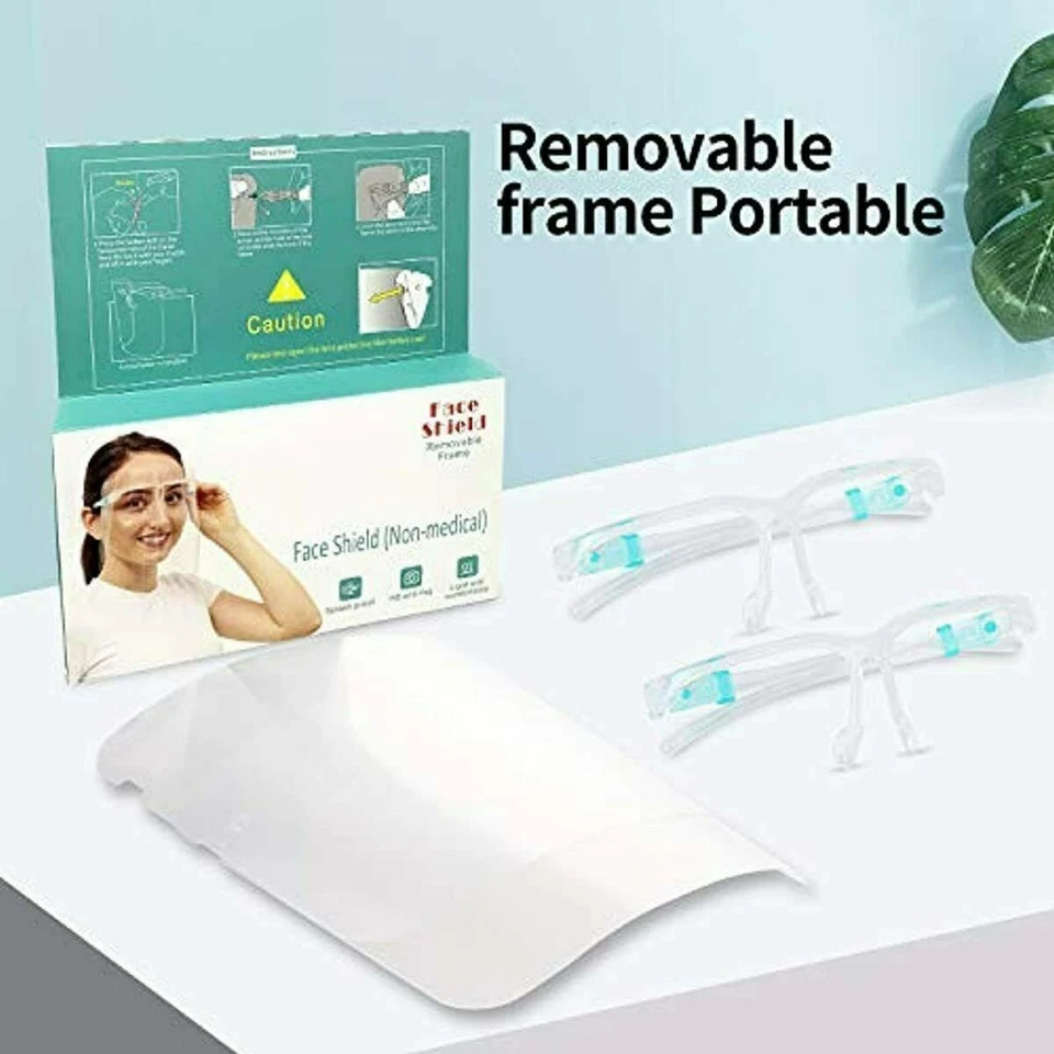 (PAQUETE DE DOS) 6 piezas Protector facial con 3 piezas Juego de marco de gafas para mujeres y hombres Foto 3 de 4