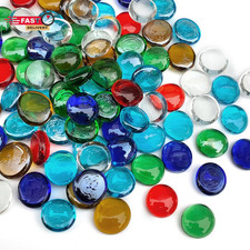 1LB Flat Glass Pebbles for Vase, 100 Pcs Glass Gem Stones for Aquarium, Decorati