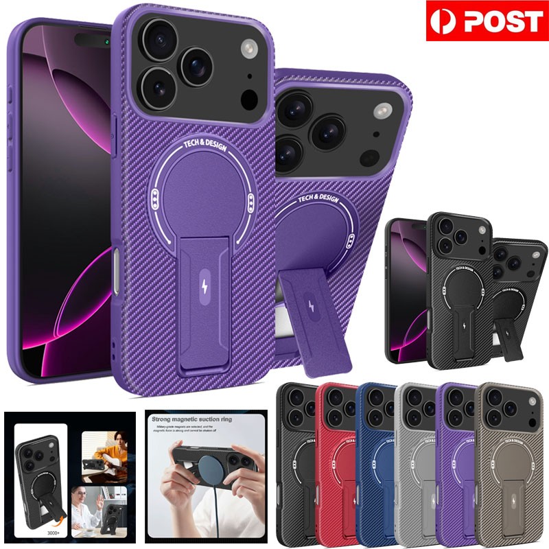 For iPhone 18 Pro Max 17e 16 15 14 13 Plus Case Magsafe Stand Shockproof Cover