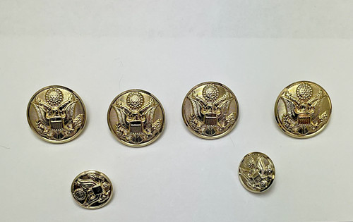 Waterbury USA Great Seal Gold Uniform Buttons Set Of 6 Coat Eagle Military W21