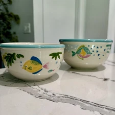 Vtg Two Studio Nova Barrier Reef Nesting Mixing Bowls Set ~  Tropical Art Fish
