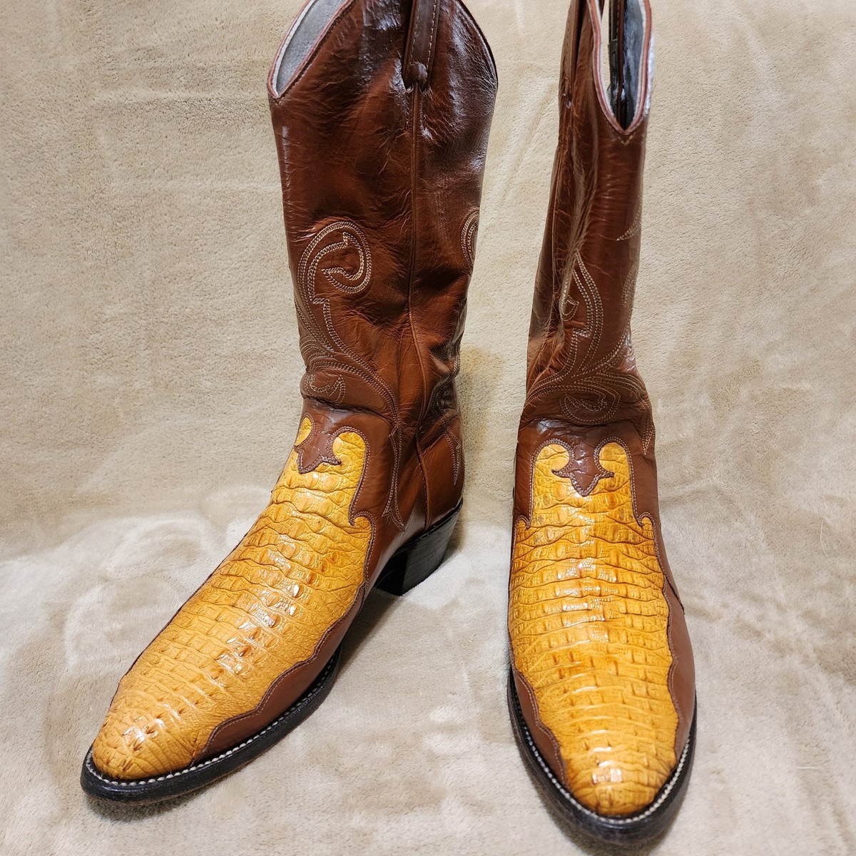 Larry Mahan Hornback Lizard Men's Vintage Cowboy Boots Size 9.5 D