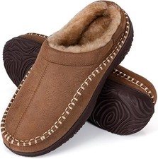 Men's Memory Foam Moccasin Slippers Warm Plush Indoor Outdoor House Shoes Gift
