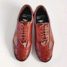Men's Genuine Leather Exotics Ostrich Leg Zigzag Casual Shoes Size 10 EE W/Box