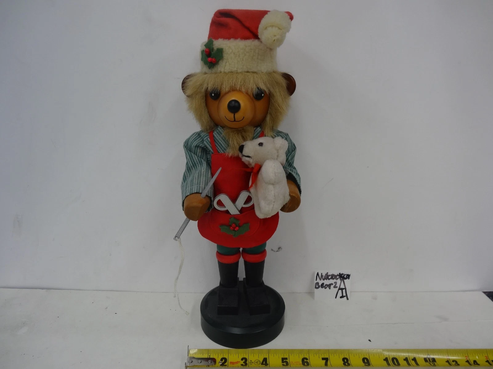 HolzKunst Christian Ulbricht Nutcracker Santa's Teddy Bear Maker 17" signed