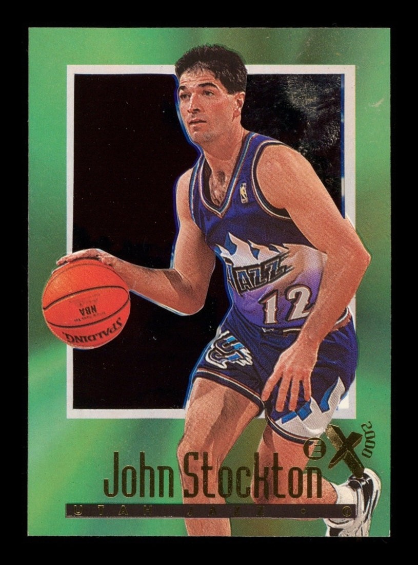 1996-97 eX2000: # 75 John Stockton Green Refractor NM-MT OR BETTER