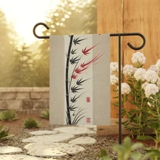 Japanese Bamboo Garden Flag – Sumi Art Zen Yard Decor Gift for Nature Lovers
