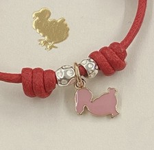 Dodo Pomellato Bracciale Bambina Rosso Ciondolo Dodo Jr Oro Rosa Smaltato Origin