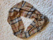 Vintage Cashmink Scarf Camel Check Pattern 30 160 cm