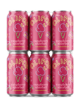   OLIPOP Raspberry Sherbet Prebiotic Soda 6 Pack 12 oz Cans  FREE SHIPPING!!!