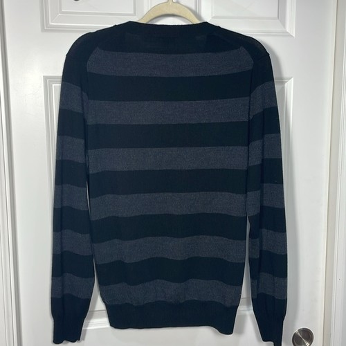 J.Crew Merinowolle Pullover Strickjacke klein gestreift schwarz grau V-Ausschnitt Knopfleiste - Bild 7 von 11