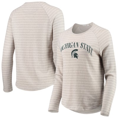 Women's Heathered Gray Michigan State Spartans Seaside Striped French Terry