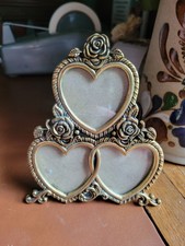 Vintage Gold Color 3 Heart Shaped Photo Frame