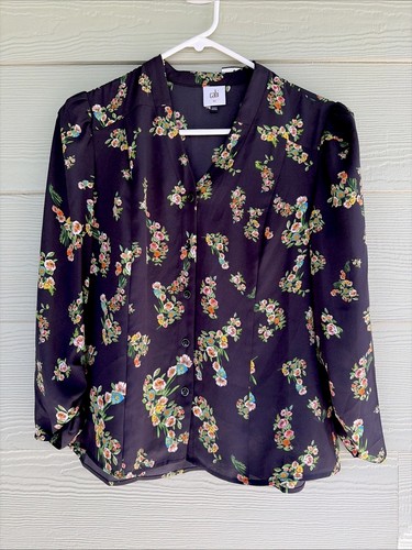 Cabi Black Vintage Floral Flower Ovation Top Shirt Blouse Womens XS NEW NWT 4534