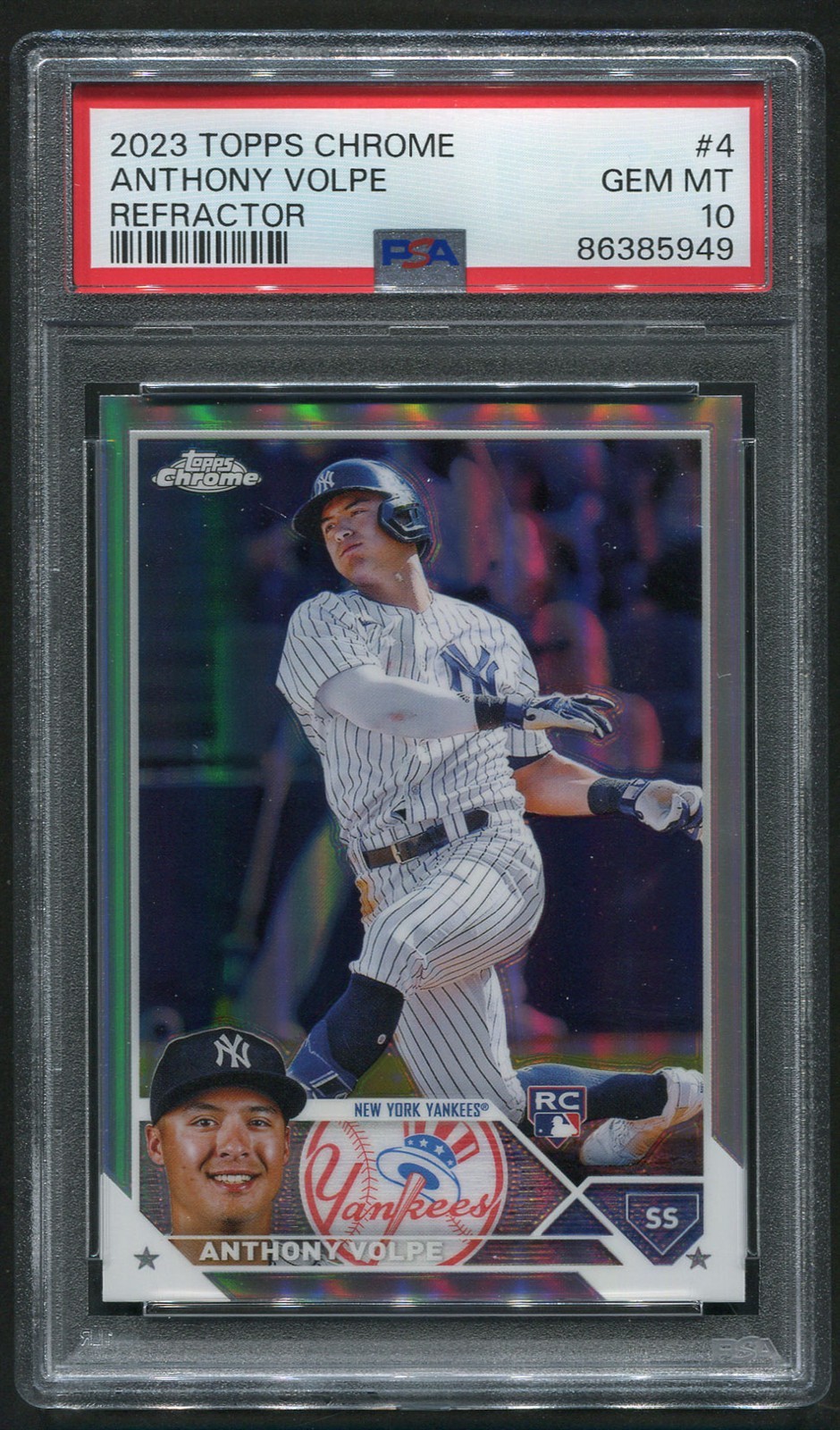 2023 Topps Chrome Refractor Anthony Volpe RC #4 Yankees PSA 10