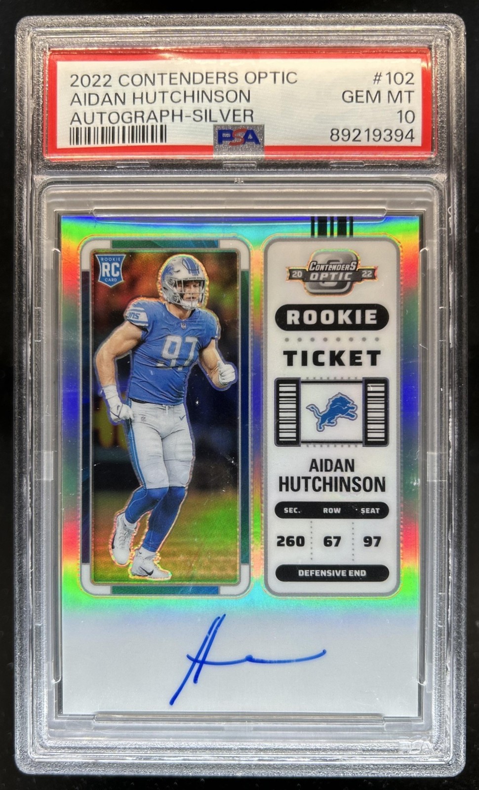 Aidan Hutchinson Panini Contenders Optic #102 Variation-Autograph-Silver