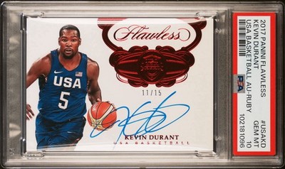 Kevin Durant 2017-18 Panini Flawless #USA-KD Ruby USA Auto /15 PSA 10 Pop 1 Card