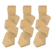1-1/2"x15 Yd Handmade Fringe Cotton Ribbon Frayed Ribbons Khaki 3 Roll