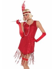 Roaring 20's Red Sequins Flapper Costume, One Size, by Forum Novelties