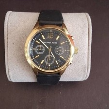 Michael Kors MK-5408 Gold Tone Chronograph Watch with Black Silicone Strap