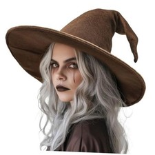 Witch Hat, 18IN Wizard Hat Cosplay Accessories for Halloween Brown