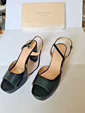 Paradox London Shimmer 'Lolita' Block Heel Platform Ankle Strap Shoes Size 8 UK