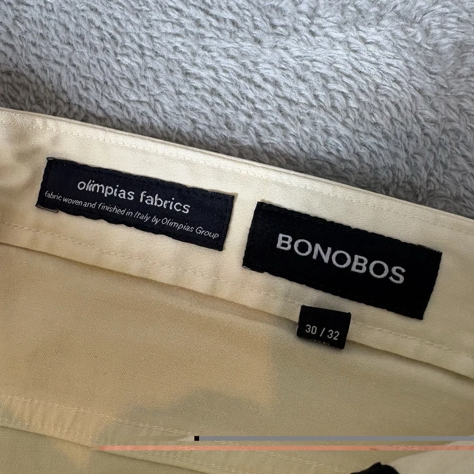 Bonobos Tailored Olimpias Fabrics Chino Pants Cream Mens 30x32 (Fits 32x32) NEW - Image 3 of 4
