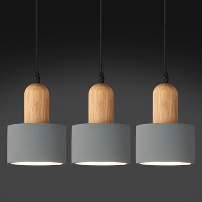 Modern Cement Pendant Lights Grey Chandelier Wooden Ceiling Lamps for Kitchen Is