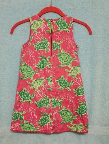Tommy Bahama Girl’s Turtles Sleeveless Shift Dress Lined Pink & Green Size 6 - Picture 7 of 9